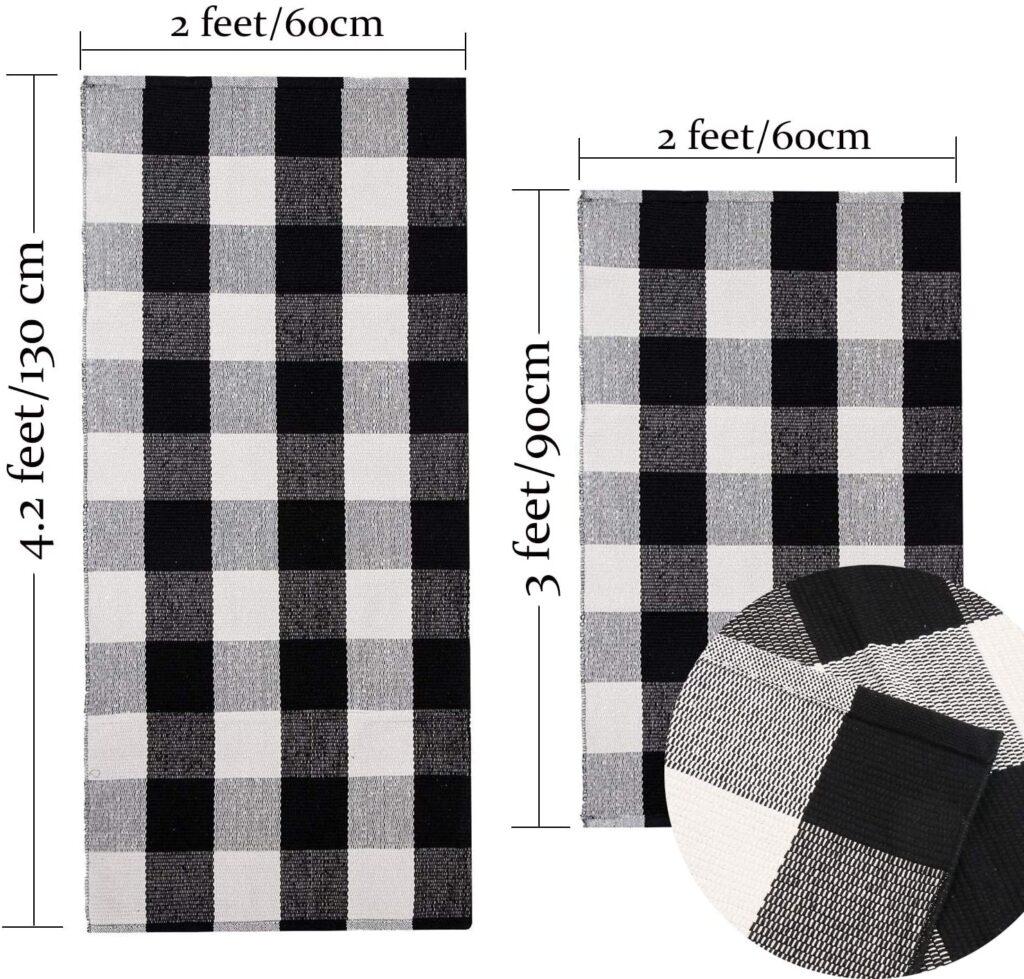 Kitchen Floor Mats by U'Artlines - Plaid Design Black and White