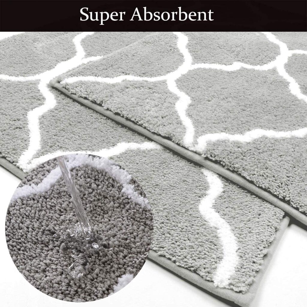 Kitchen Floor Mats by U'Artlines - fluffy bathroom rug in grey
