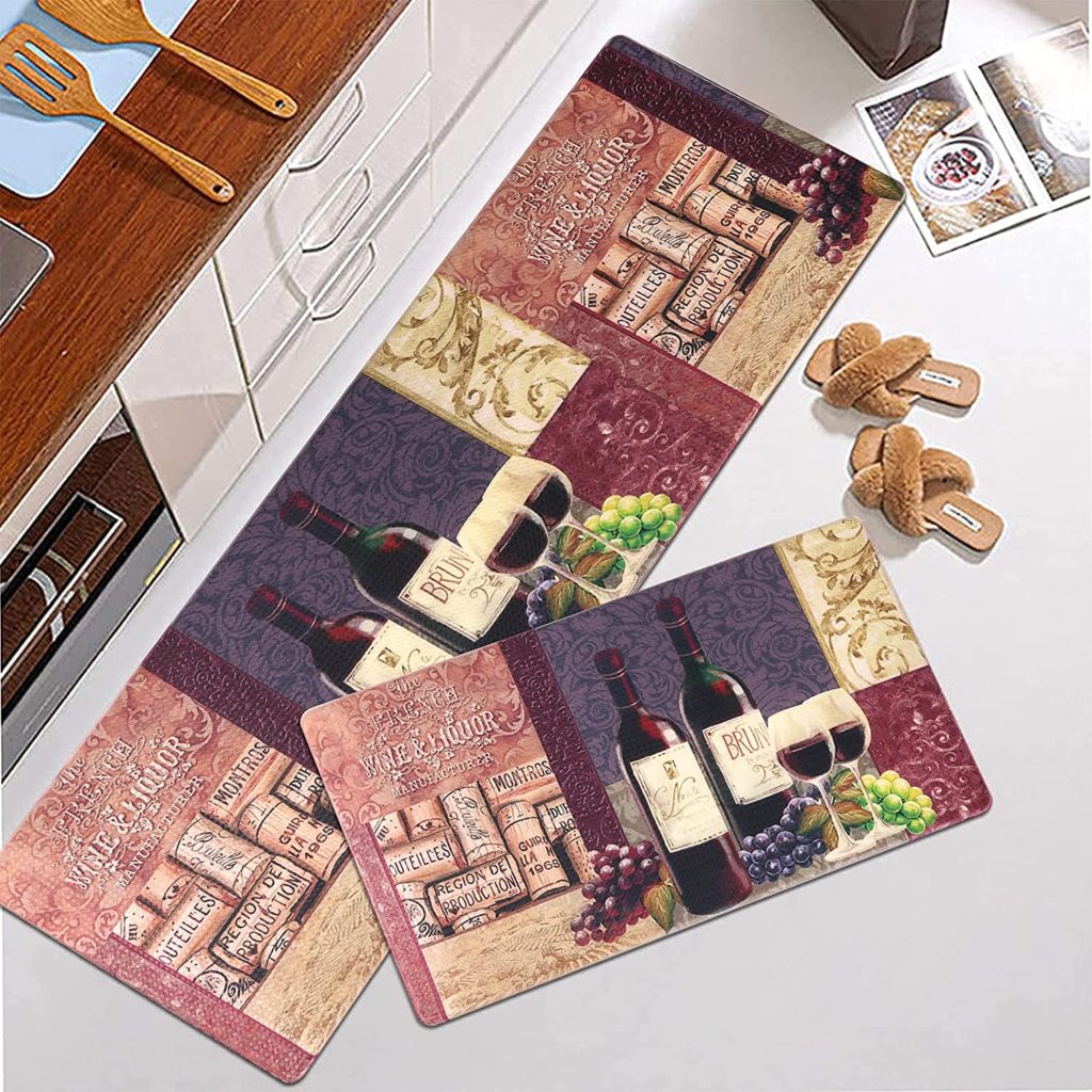 Vinyl Kitchen Mat with special Wine Bottle Design